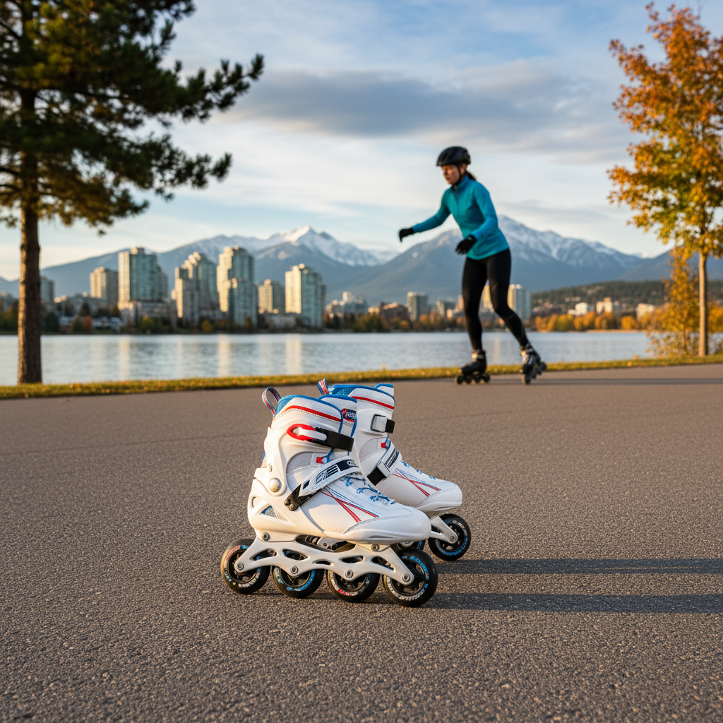 Inline skater gliding along a Canadian waterfront trail in 2026