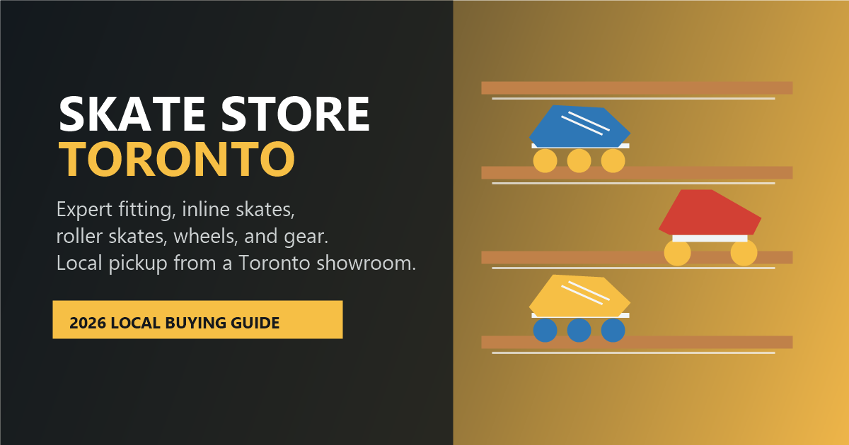 Skate store Toronto buying guide with inline skates and roller skates on display